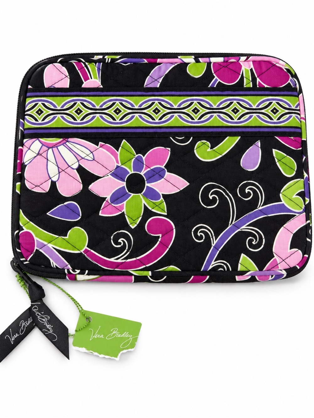 Vera Bradley Quilted Floral Tablet Sleeve in Black, Pink & Purple